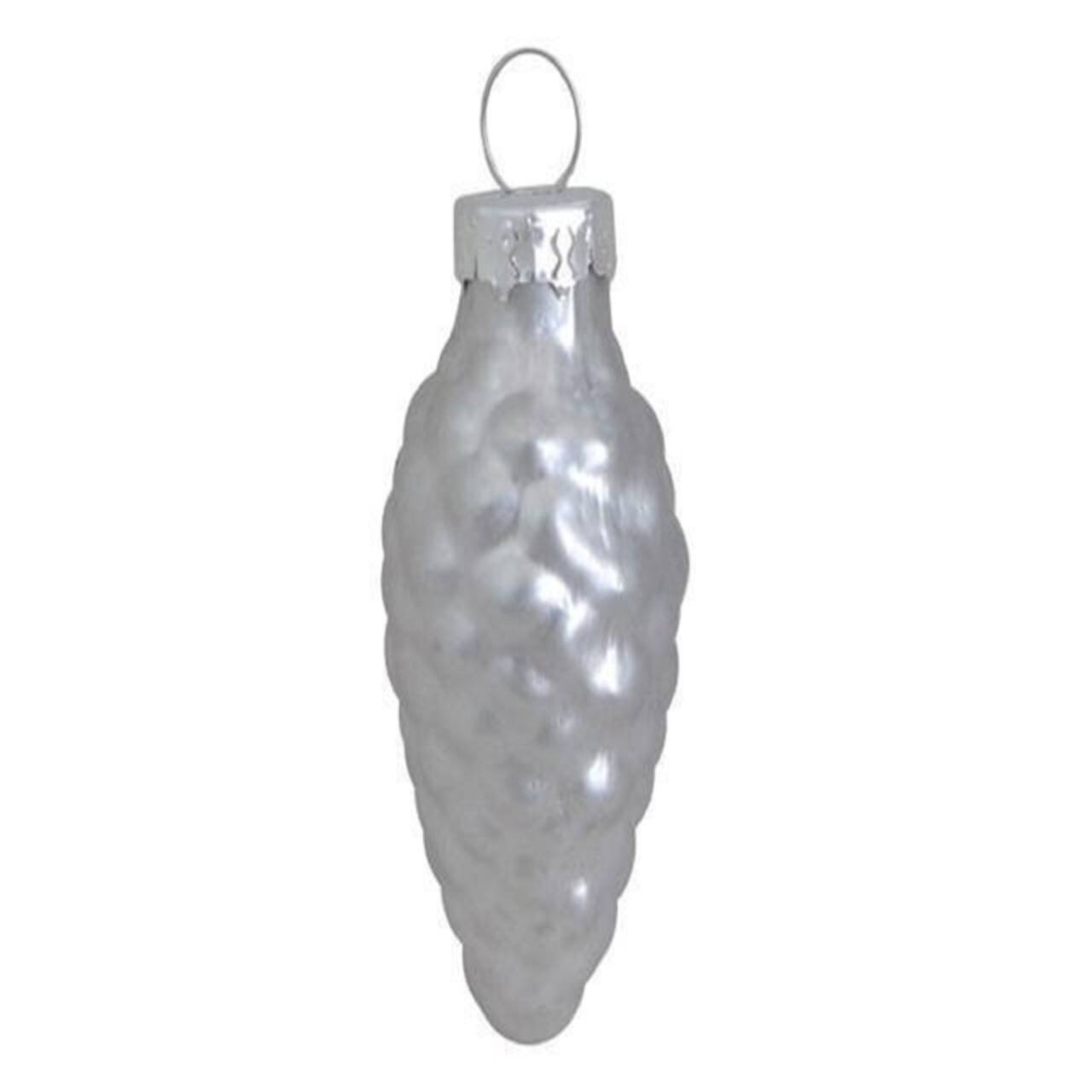 Whitehurst 56ct. 2" Shiny Silver Glass Pinecone Ornaments